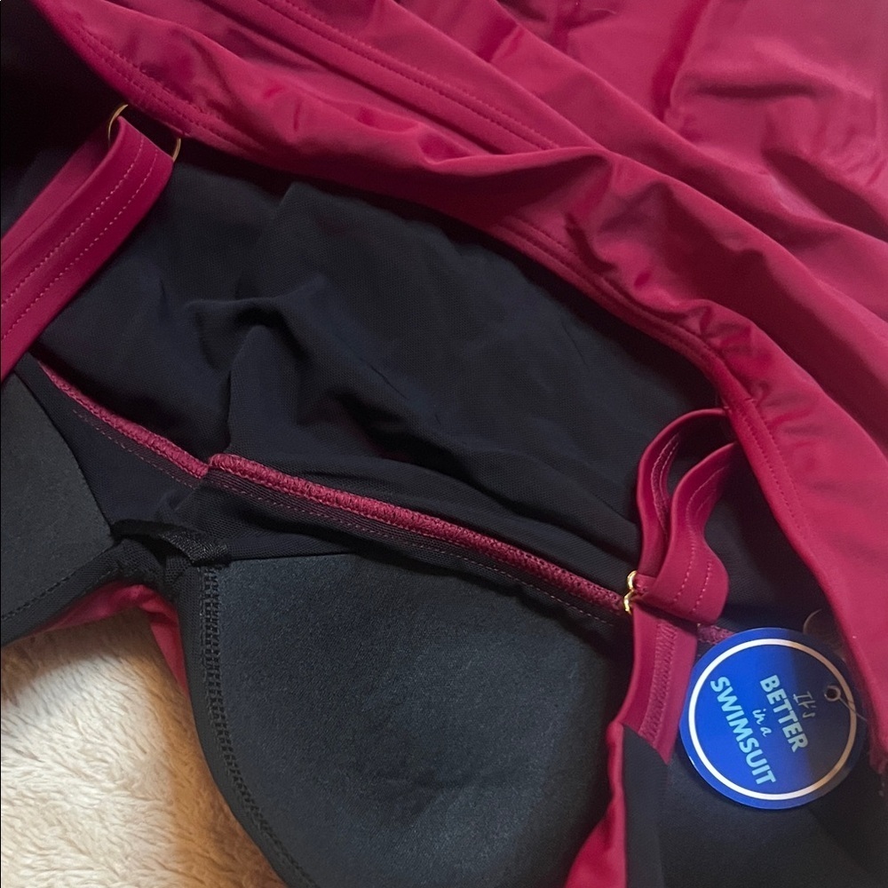 NWT Swimsuits For All Burgundy One Piece Swimsuit - Picture 11 of 12